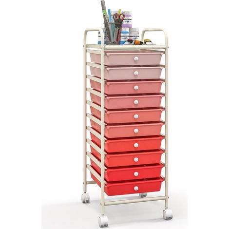 10 Drawers Storage Trolley Mobile Rolling Utility Cart Home Office Organizer (1/5)