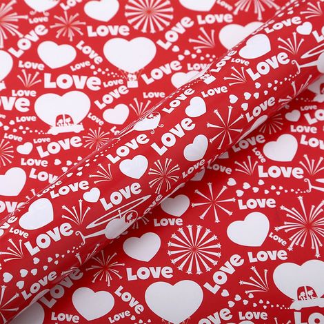 Papier d'emballage - Motif Cœur Rouge - 48 x 69 cm - Pour Cadeaux Fêtes Amoureuses Anniversaires Mariages - 1 Rouleau (1/5)