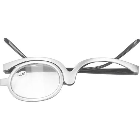 Lunettes de lecture maquillage portables, loupe presbyte à bascule rotative, verre unique +2.00 (1/5)