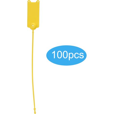 100 attaches de câble jetables 195mm, auto-bloquantes antivol pour vêtements, valise, chaussures, sac, étiquette (jaune) (1/5)