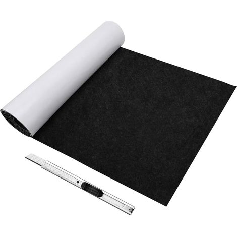 Feutre Autocollant Noir 2 mm, 40 x 220 cm, Tapis Feutrine adhésif, Tissu de Feutre Autocollant, Adhesive Felt Pads, revêtement intérieur (1/5)