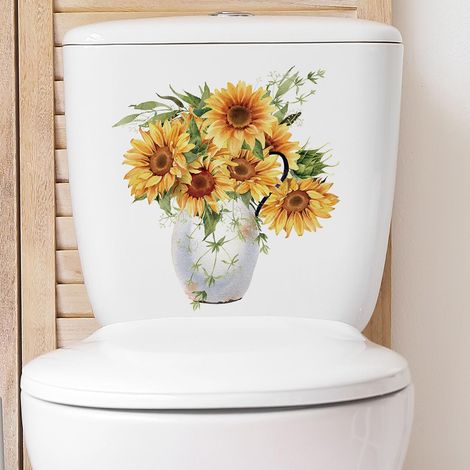 Autocollants Muraux Tournesol Adhésifs Décor Salle de Bain Toilette Décoration Dortoir Maison Stickers Mural Fleur Auto- (1/5)