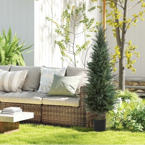 Cipresso artificiale 120 cm verde, resistente ai raggi UV con vaso stabile (1/5)