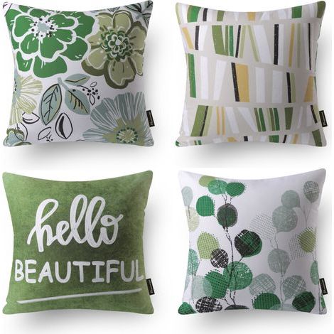 Taies d'oreiller décoratives Phantoscope Sweet Home Collection, Vert Jesse, 45,7 cm x 45,7 cm, lot de 4 (1/5)