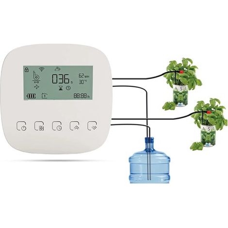 Equipo hidropónico, sistema de riego automático para el jardín controlado por voz/manualmente operado, sistema de riego por goteo alimentado por energía solar con temporizador. (1/5)