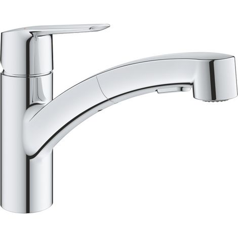 Grohe – Mitigeur de lavabo monocommande 30307001 – Limiteur de débit ajustable – Bec tube pivotant – Finition chrome durable – Installation QuickFix Plus (1/5)