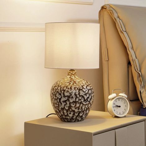 [NEUWERTIG] B-Ware Lindby Tischleuchte Lampe Thalassia Schwarz Weiß ø 26cm Keramik680 (1/2)