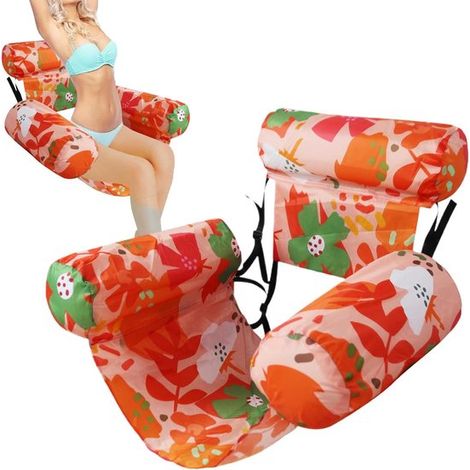 Sedia gonfiabile da piscina, lettino galleggiante per rilassarsi sull'acqua, materiale dimensionalmente stabile, 76 x 405 cm, arancione. (1/5)
