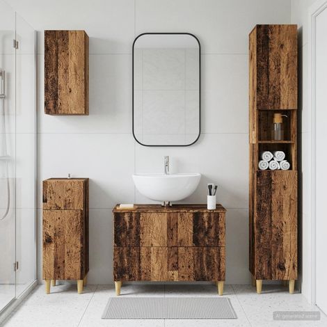 vidaXL 4 Piece Bathroom Cabinet Set DELFT Old Wood Engineered Wood (1/5)