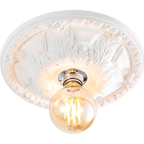 Litecraft Suilven Flush Mount Traditional Medium Plaster Ceiling Rose - White (1/4)