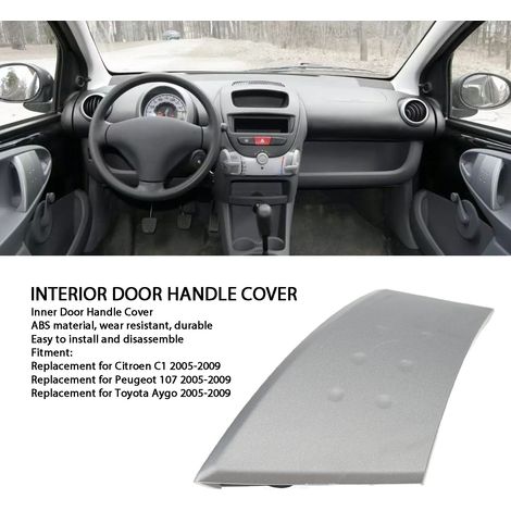 Poignée de Porte Intérieure Gauche avec Base pour Peugeot 107 / Citroën C1 / Toyota Aygo 2005-2009 - Gris ABS (1/5)