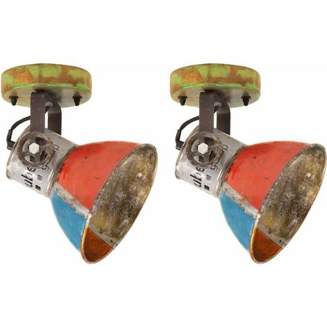 Plafonniers industriels 2 pcs Récupérés 17x24 cm E27 (1/5)