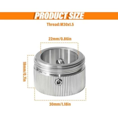 Adaptateurs de thermostat de radiateur M30 x 1,5, Tête thermostatique Adaptateur en acier inoxydable 304 pour valve RA RAV RAVL Valve de radiateur avec clé hexagonale(4 Pièces) (1/4)