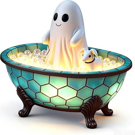 Portable, innovative, practical, cute, trendy, and stylish Halloween decorative ghost bathtub night light.