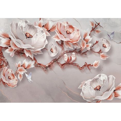 Papier peint panoramique - Fleurs 3D - 130 cm x 91 cm (1/2)