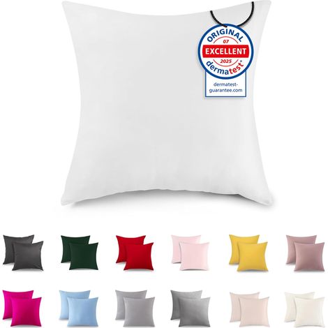 Set of 1 Taie Oreiller 40x40 cm, 100% Coton, Taie d'oreiller avec Fermeture éclair Très Douce, Convient Aux Personnes Souffrant D'allergies, Blanc (1/5)