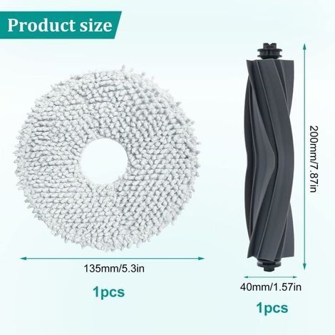 5 Pièces Set d'accessoires pour Aspirateur, pour Dreame L10s Ultra, Dreame S10, S10Pro, Rechange för Aspirateur, Attirail de Accessoire Comprenant 1 Brosse Principale, 4 Chiffons de Nettoyage (1/4)