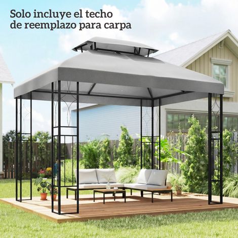 Auvent remplacement 4x3m double trou drainage toit protection UV uniquement sans cadre, gris clair