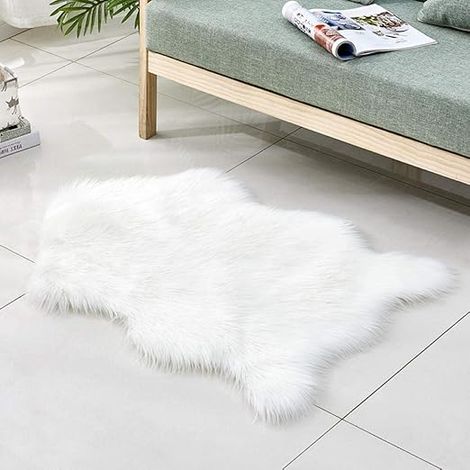 Tapis imitation peau de mouton 6090cm, coussins de canapé et tapis en laine/fourrure artificielle pour la décoration intérieure. (1/4)