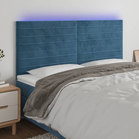 Tête de lit à LED Bleu foncé 160x5x118/128 cm Velours vidaXL
