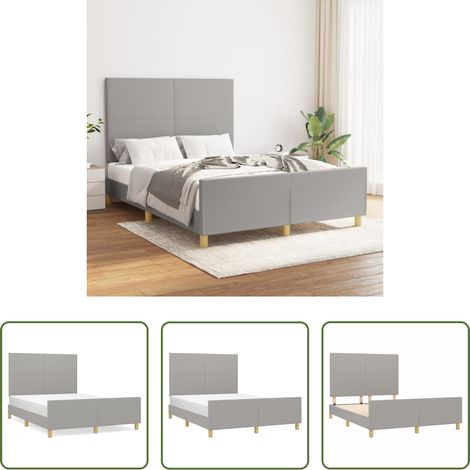 Kopfteil - Bettgestell ohne Matratze Hellgrau 140x200 cm Stoff (1/5)