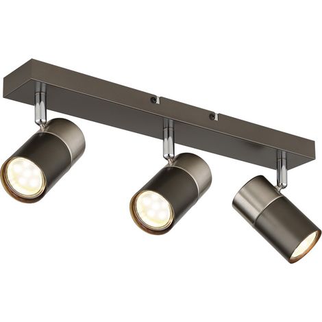 Faretto da soffitto, lampada da soggiorno, faretto orientabile, nero opaco, a 3 luci, L 41 cm (1/5)