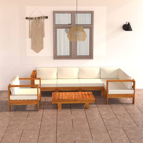 7-teiliges Garten-Lounge-Set mit Kissen 100 x 60 cm Akazienholz