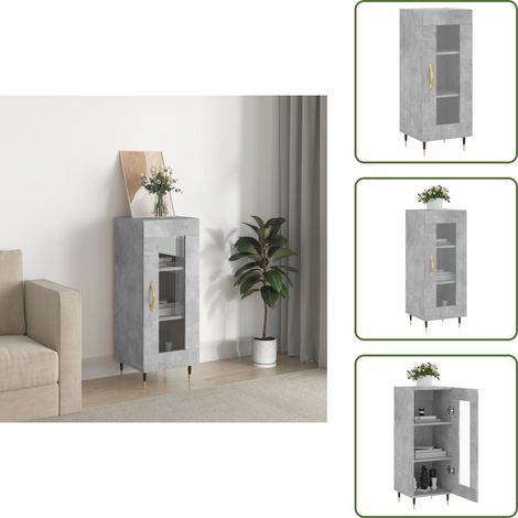 Buffet Gris béton 34,5x34x90 cm Bois d'ingénierie - Buffet Gris - Meuble Rangement - Armoire Design - Mobilier Salon - Commode Moderne (1/5)