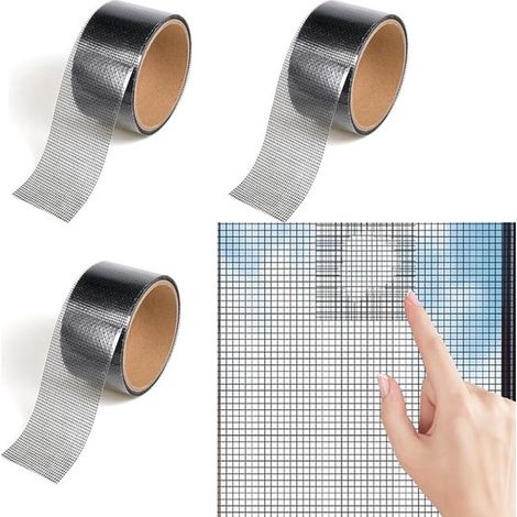 Nastro per riparazione zanzariere, nastro per zanzariere, nastro per zanzariere per finestre, 3 pezzi, 2 m x 50 mm, nastro adesivo per zanzariere, nastro per riparazione zanzariere, insetti (1/5)