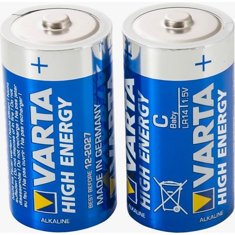 Paquete de 2 pilas alcalinas C, LR14 Varta High Energy