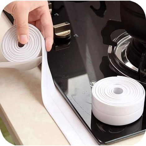 1 pezzo Adesivi murali impermeabili per bagno, nastri sigillanti autoadesivi in PVC, strisce sigillanti per bordi lavello, accessori per cucina e bagno - BIANCO 3Mx2CM (1/5)