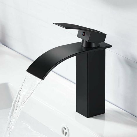 Grifo de lavabo moderno, grifo de baño de diseño elegante, grifo mezclador de baño de latón, agua caliente (1/5)