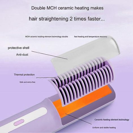 Peigne à cheveux lisses sans fil Ion pour coiffeurs Un rouleau lisse et bouclé-- (1/5)