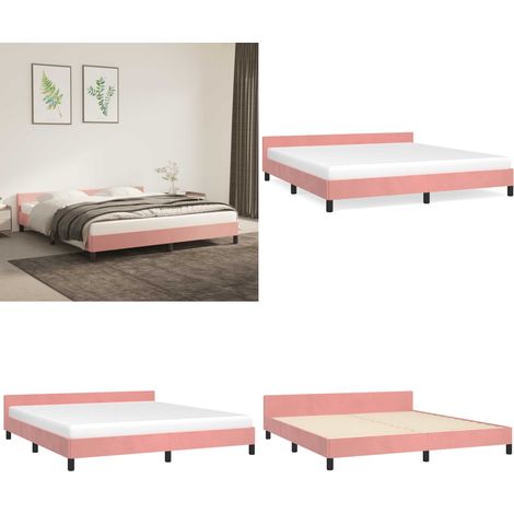Bettgestell mit Kopfteil ohne Matratze Rosa 160x200 cm Samt - Samtbettwäsche - Doppelbett - Rosa Bett - Boxspringbett - Kopfteil - Home & Living (1/5)