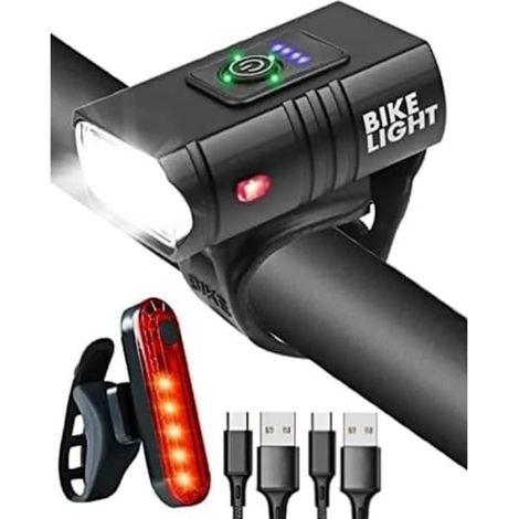 Ecleanfy - Éclairage vélo 1600 lumens ultra-lumineux, 6 modes d'éclairage + 4 modes de signalisation, chargement USB, étanche IPX5, 1 pièce (1/4)