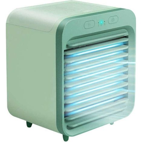 Ventilateur USB – Vert – 3 vitesses – Petit refroidisseur d'air – Humidificateur – Bureau/domicile