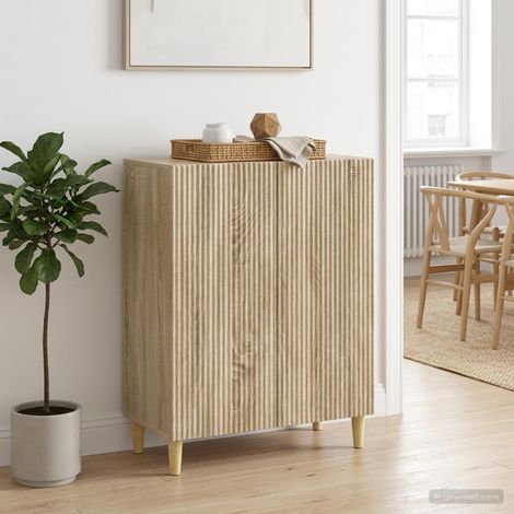 Buffet 2 portes chêne Sonoma avec rangement, bois d’ingénierie, 66 x 34,5 x 90 cm - PANGIVO (1/5)