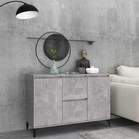 Buffet - Armoire de rangement Enfilade Gris béton 104x35x70 cm Aggloméré BV233916 - BonneVie (1/5)