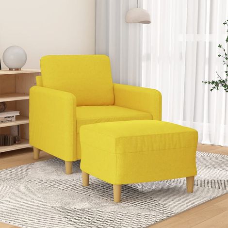 Sillón con taburete tela amarillo claro 60 cm vidaXL (1/5)