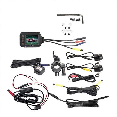 Cámara grabadora de conducción para motocicleta, pantalla IPS de 2 pulgadas, doble resolución AHD 1080P+720P, sensor G y modo de estacionamiento. (1/5)