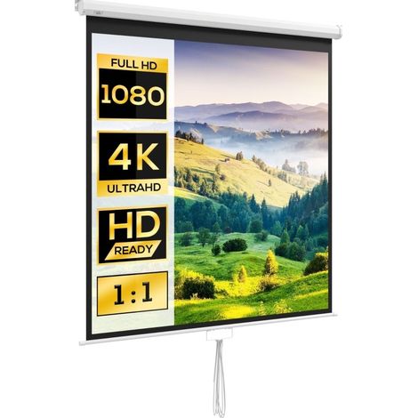 Écran de projection 85 pouces 1:1 HD 4K, 152 x 152 cm, réglable en hauteur pour cinéma maison et bureau (1/5)