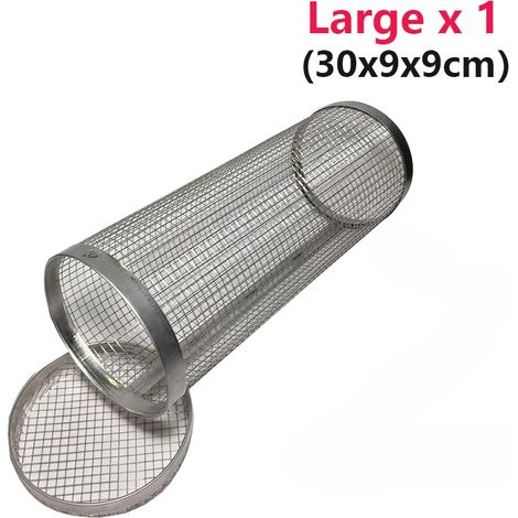 (Grand panier x1) Grille de barbecue ronde pour barbecue, cage à barbecue, ustensiles de cuisine pour camping et pique-nique, panier à griller à roulettes pour feu de camp (1/5)