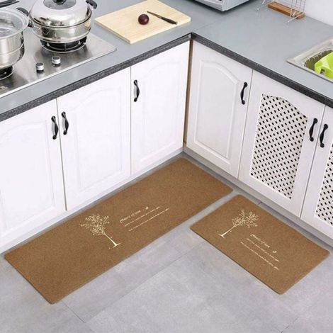 Tapis Cuisine - Antidérapant - Absorbant Eau - Pour Évier et Salle de Bain - 2 Pièces (1/3)