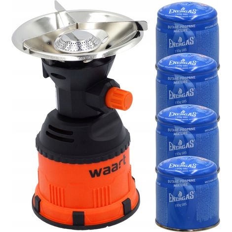 Fornello da campeggio a gas con bruciatore + 4 cartucce