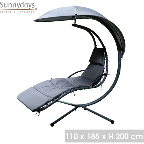 Balancelle de jardin avec parasol "Tulum" - P 110 x L 185 x H 200 cm - Livraison gratuite