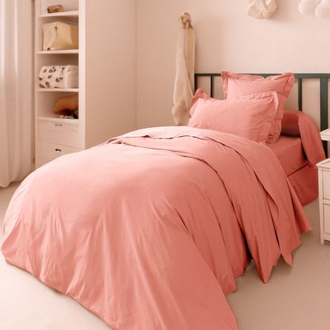 Housse de couette percale de coton peigné "Julian" toutes dimensions Coton Pur - Julian Rose Poudré - 140 x 200 cm - Julian Rose Poudré - (1/2)