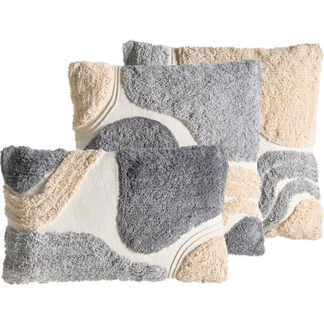 Conjunto de 3 cojines decorativos de algodón con diseño capitoné 45/30 x 45/50 cm beige/gris Alstonia (1/5)