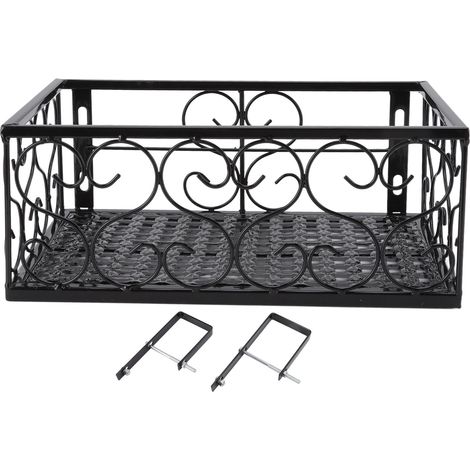 Support pour pot de fleurs de balcon, en fer épais, étagère décorative pour balustrade de patio avec fixations pour rebord de fenêtre, 6,5 cm (1/5)
