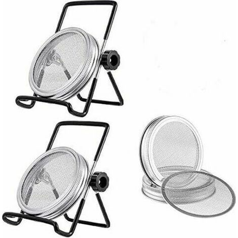royaluxe - Kit de 6Pcs Couvercles Germination avec 4Pcs Couvercle à Germer Écran en Acier Inoxydable et 2Pcs Supports de Germination pour Graines à Germoir (1/5)