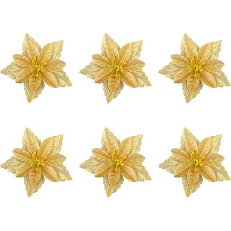 GARRYFIZH Nouvelle petite fleur de Noël double couche, ornement de Noël multicolore, accessoire de décoration pour sapin de Noël - or clair (1/5)